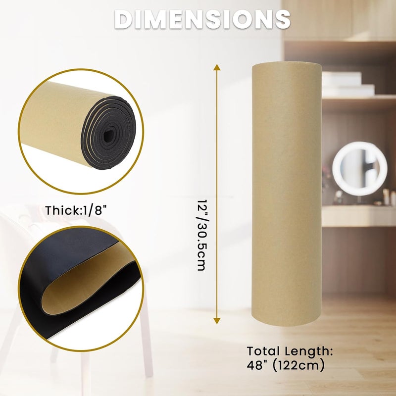 IVWNNN Sponge Neoprene with Adhesive Foam Rubber Sheet 1/8” Thick X 12” Wide X 48” Long Cut to Multiple Dimensions for DIY, Gaskets, Crafts, Cosplay Soundproof Weatherproof Padding Neoprene Fabric - Image 3